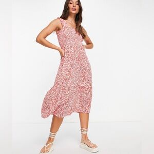 Vero Moda Red Floral Midi Dress
